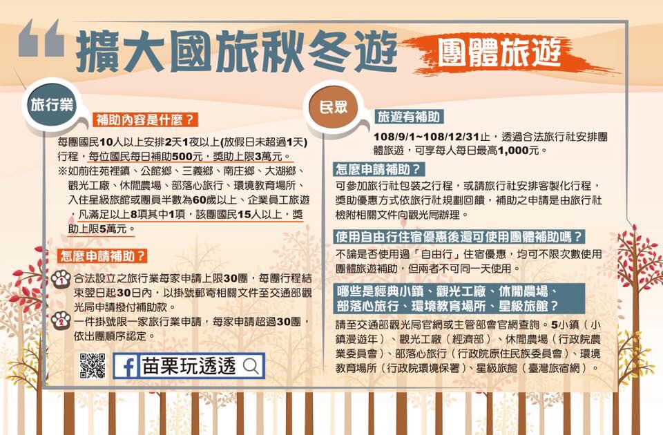 擴大國旅秋冬遊懶人包-團體遊